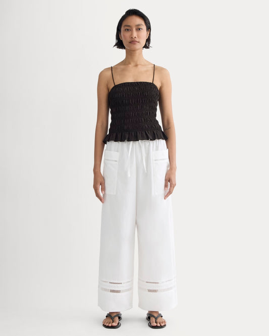 The Lace Trim Pant | White