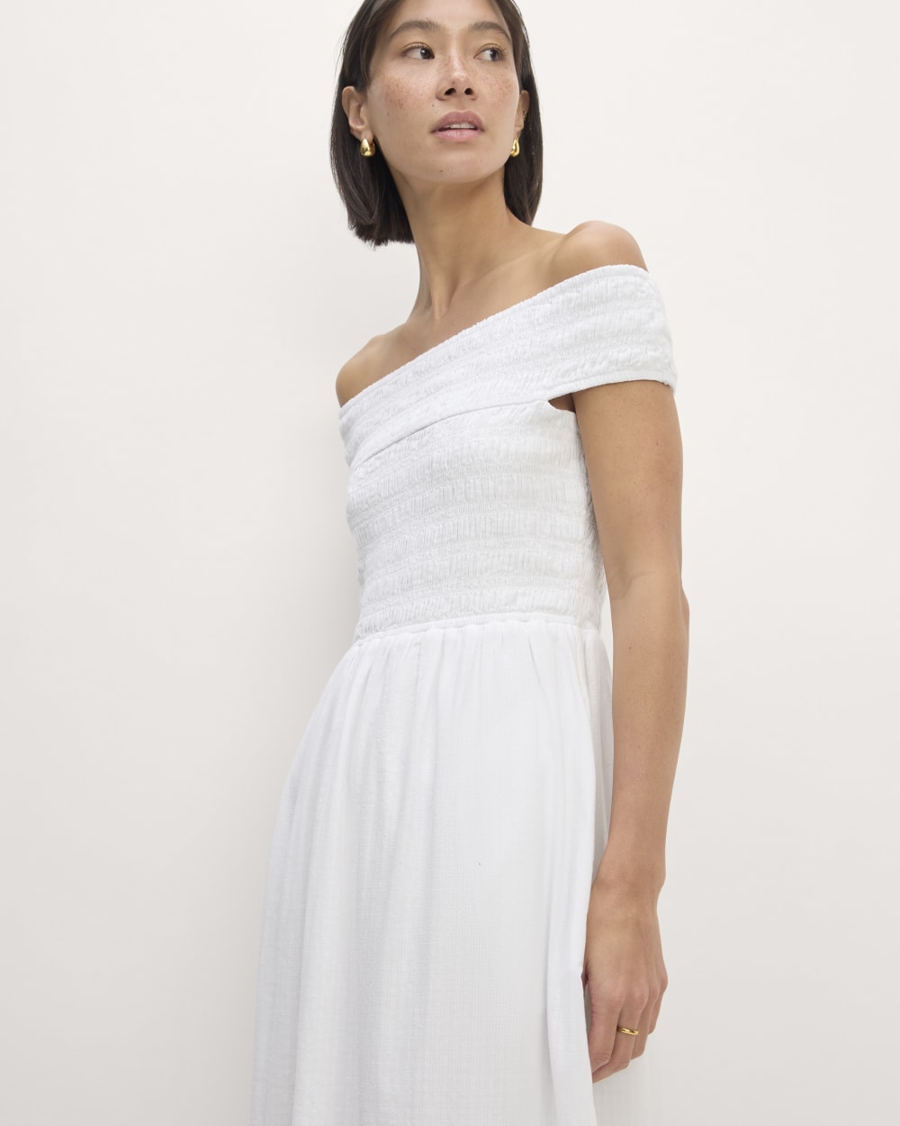 The Gauze Off-the-Shoulder Dress | White