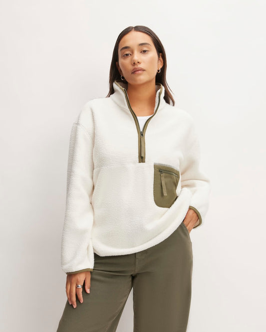 The ReNew Fleece Oversized Half-Zip | Bone