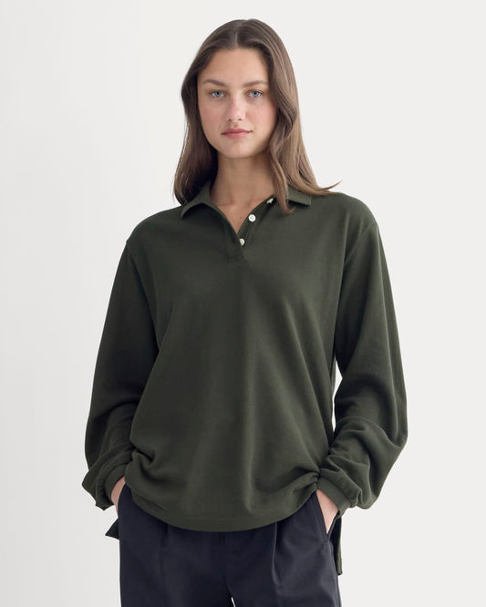 Oversized Pique Polo | Dark Green