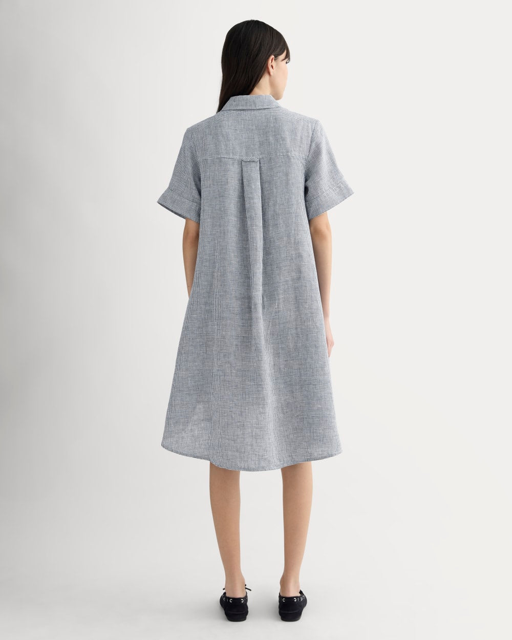 The Daytripper Dress in Linen | Midnight Navy Gingham
