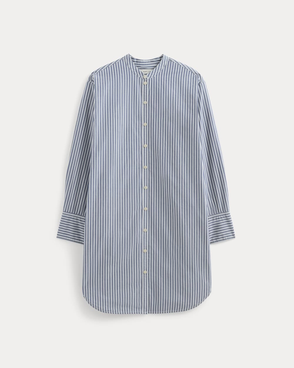 The Relaxed Shirt Dress in Ultrasoft Cotton | Bone / Mazarine Blue