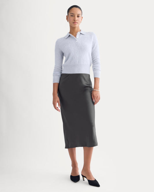 Slip Skirt in Silk Charmeuse | Graphite