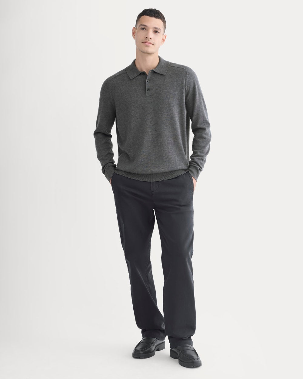 Ultrasoft Polo Sweater | Heather Mid Charcoal