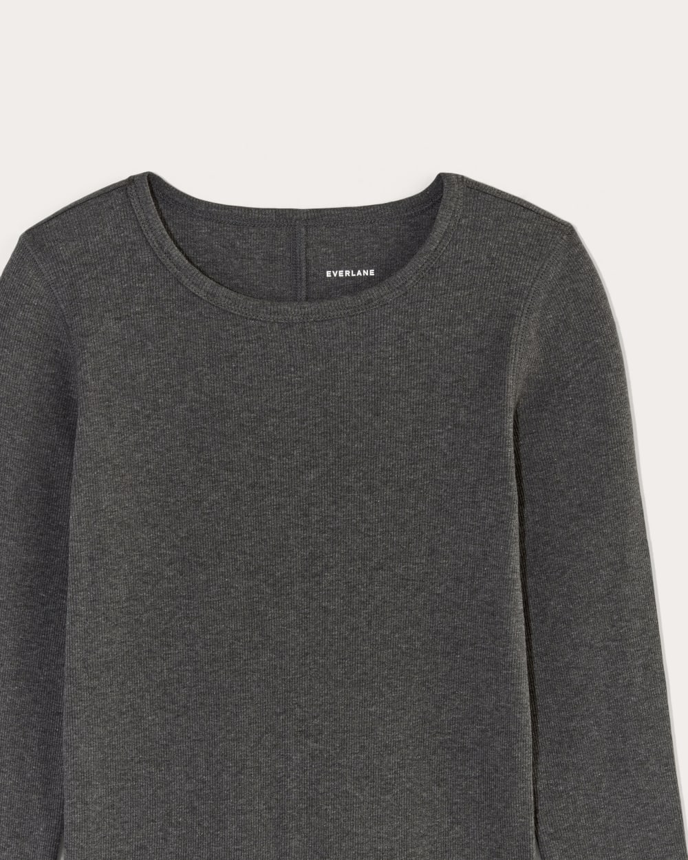 The Luxe Rib Long-Sleeve Crew | Heathered Soot