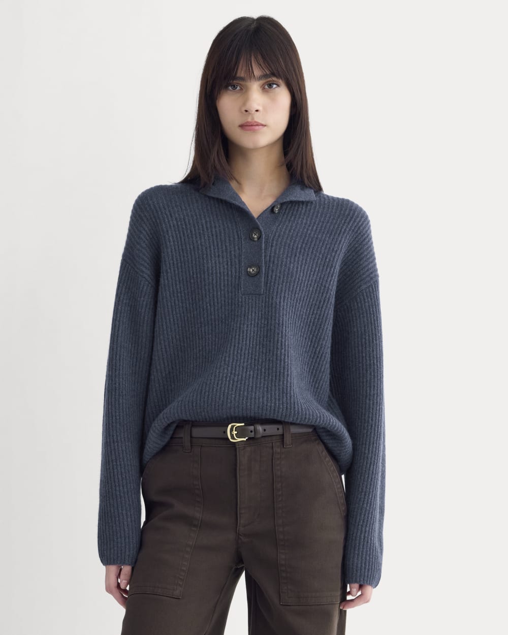 The Cocoon Henley in Wool Cashmere | Indigo