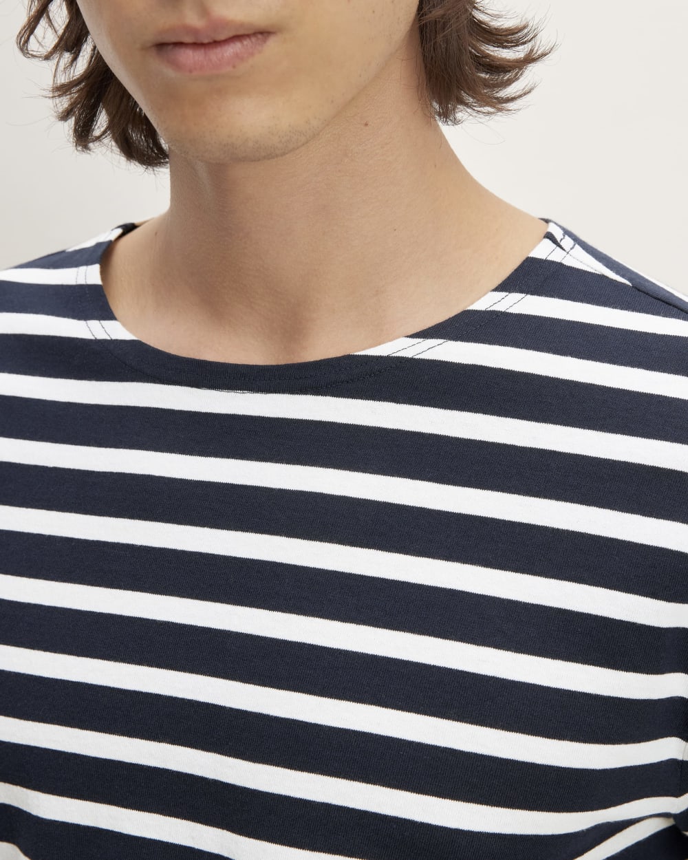 The Premium-Weight Long-Sleeve Mariner Tee |  Navy / Bone