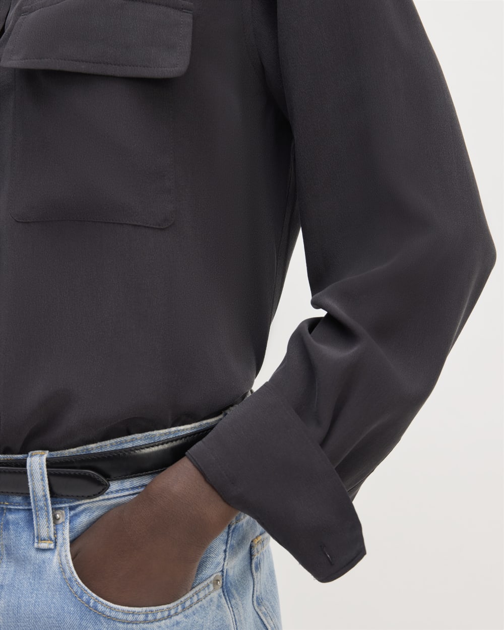 The Utility Shirt in Washable Silk | Black