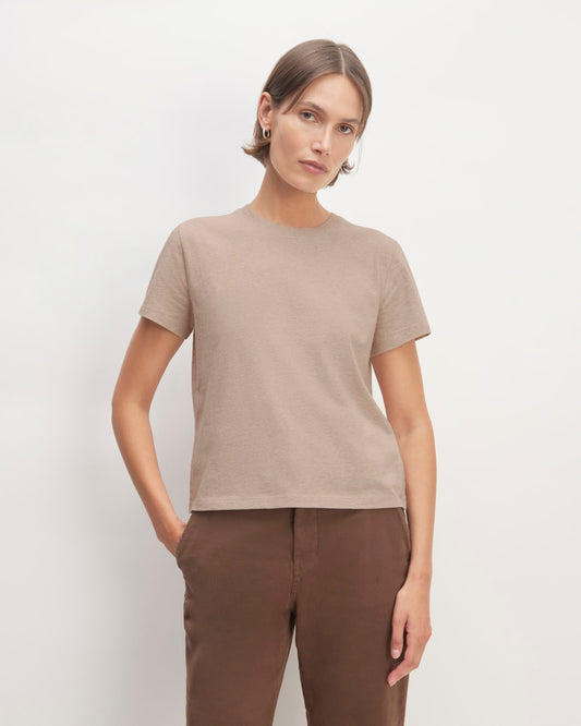 The Box-Cut Tee in Essential Cotton | Burnt Sugar | No Pocket