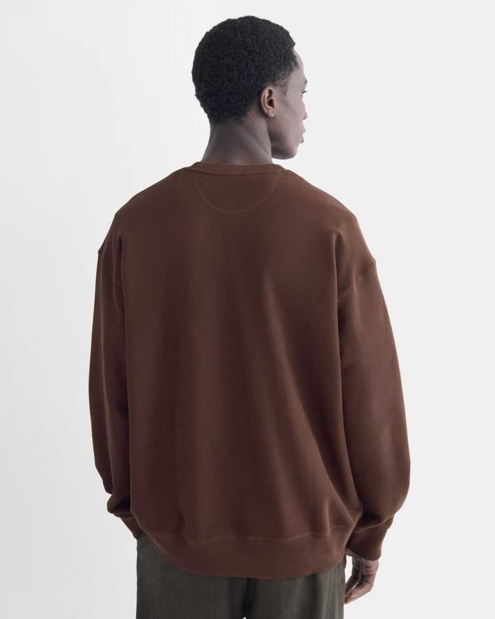 Twill Terry Jacquard Crew Sweatshirt | Dark Mahogany