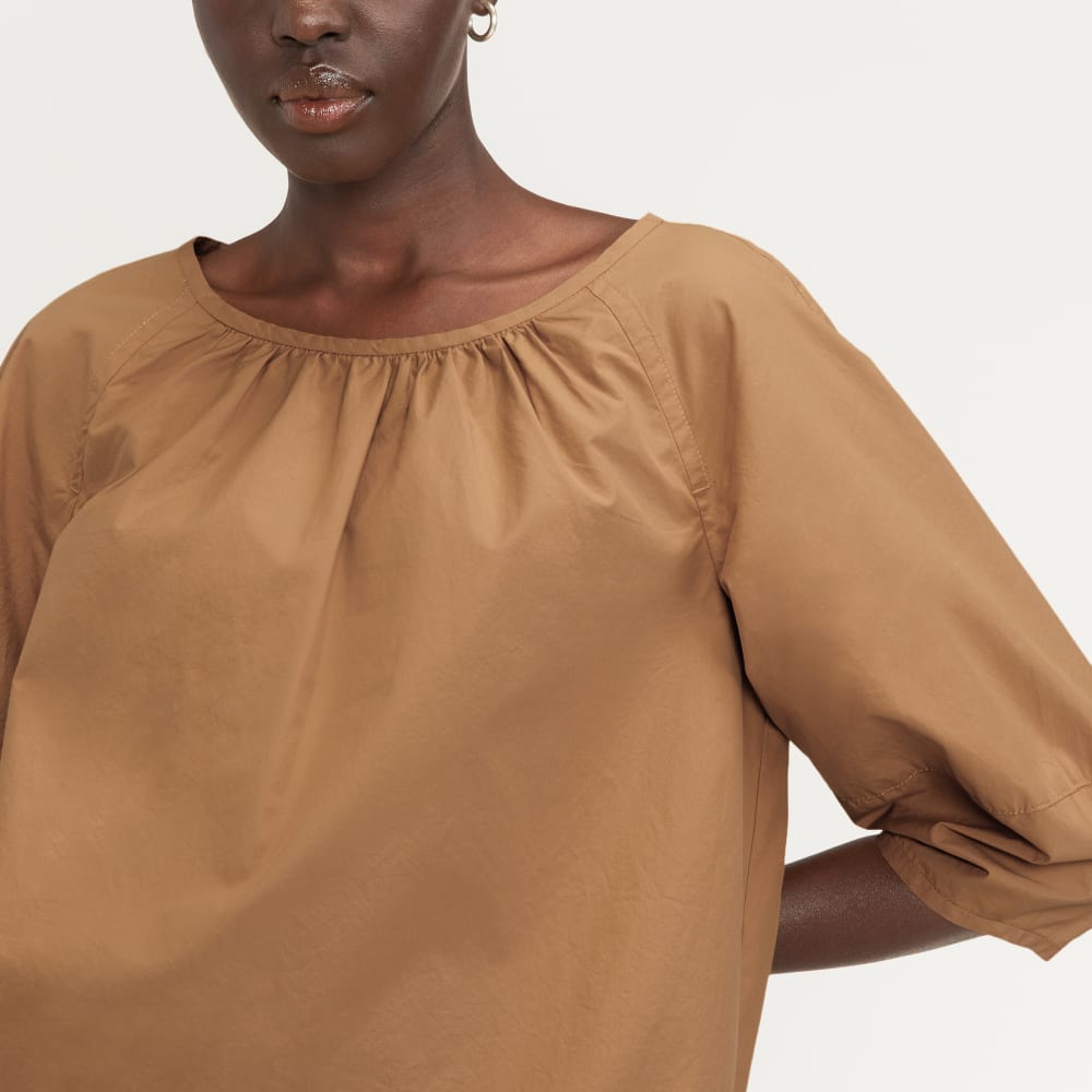 The Poplin Scoop-Neck Top | Caramel