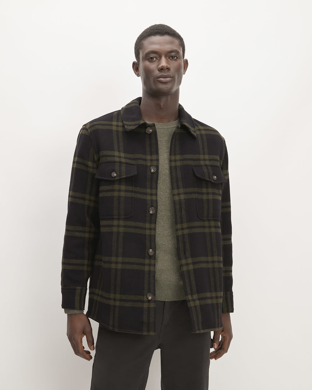 The ReWool® Oversized Shirt Jacket | Black / Olive