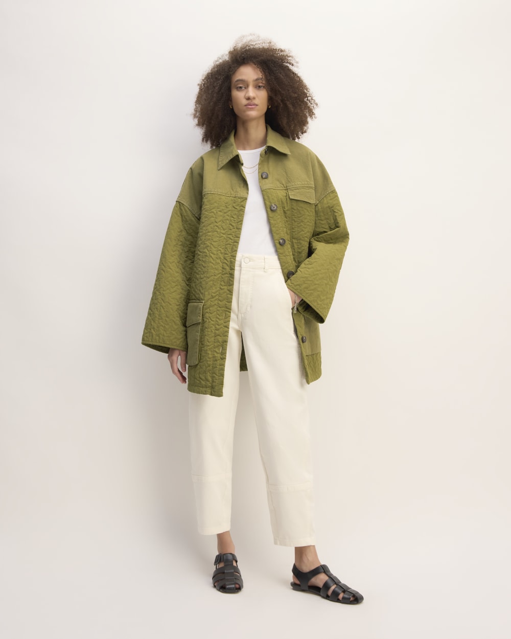 The Everlane x Marques' Almeida Canvas Patchwork Jacket | Moss Green