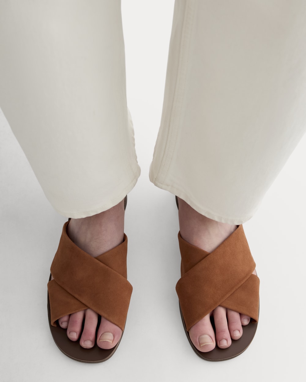 The Day Crossover Sandal | Saddle Brown Suede