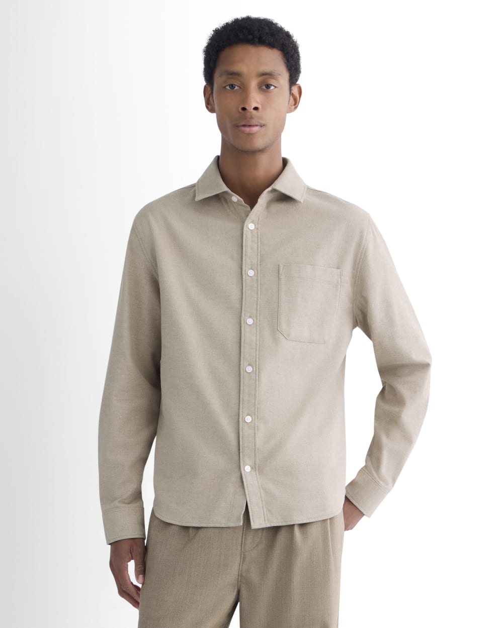 Brushed Flannel Shirt | Heathered Oatmeal