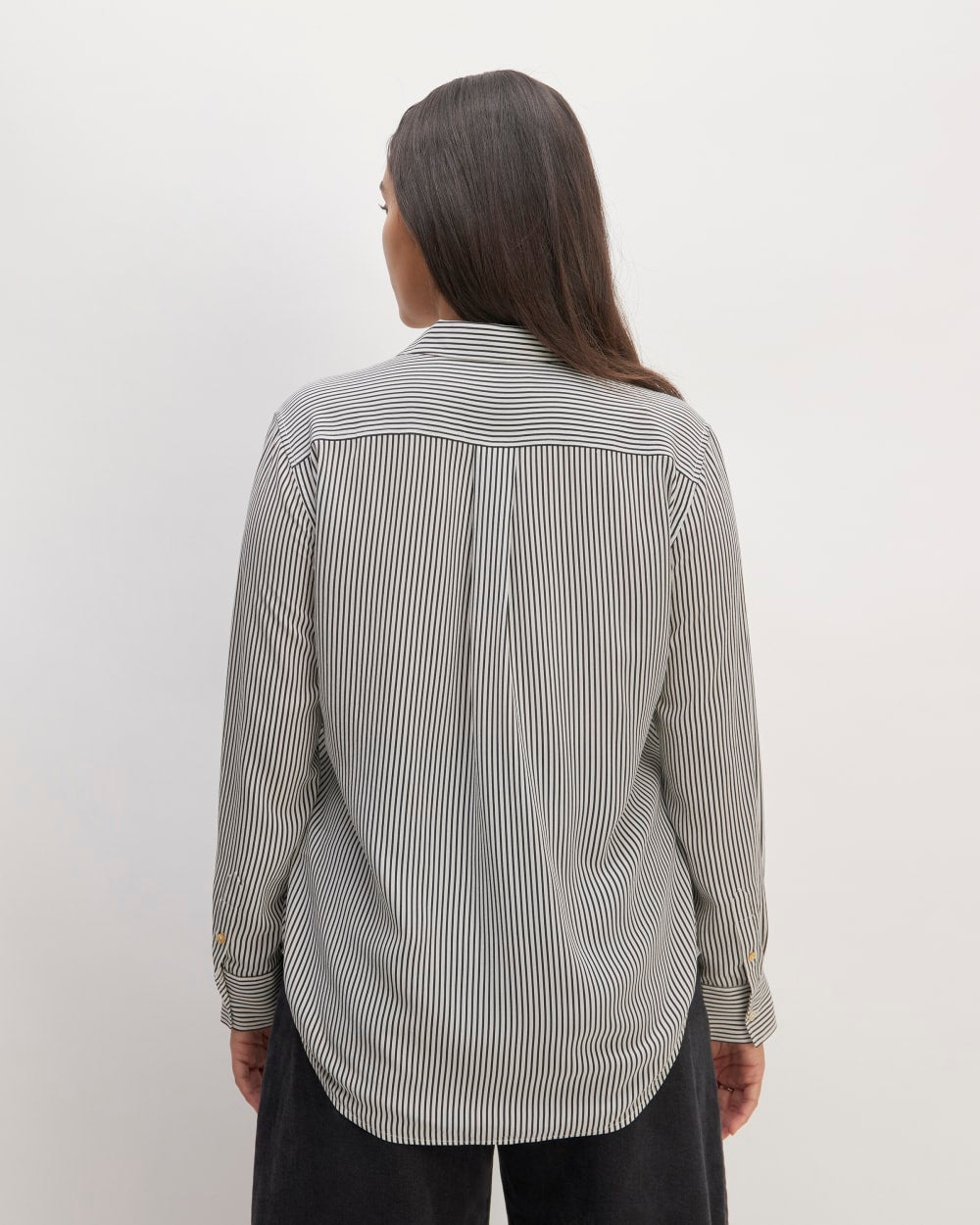 The Utility Shirt in Washable Silk | Black / White