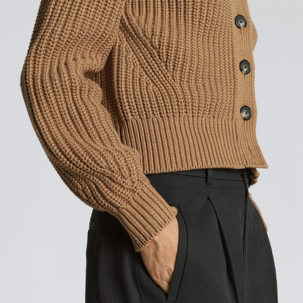 The Texture Cotton Cardigan | Cappuccino