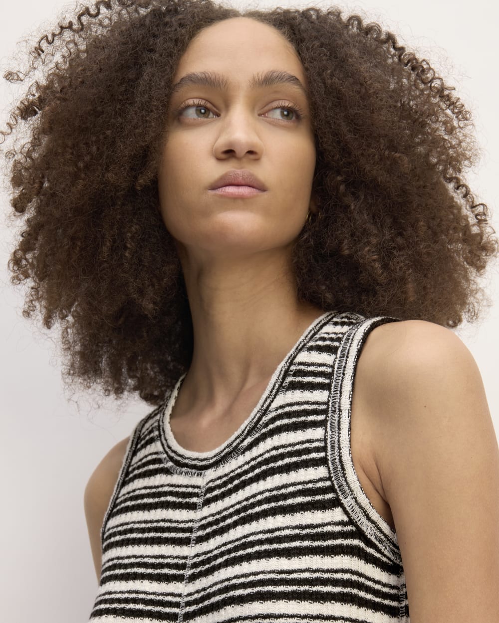 The Rib-Knit A-Line Tank Dress | Bone / Black