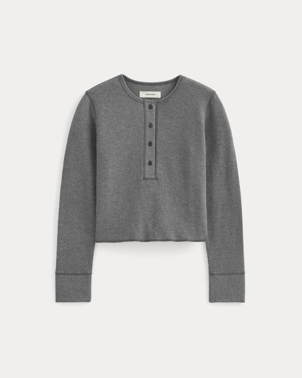 Boxy Henley in Cozy Waffle | Heathered Charcoal