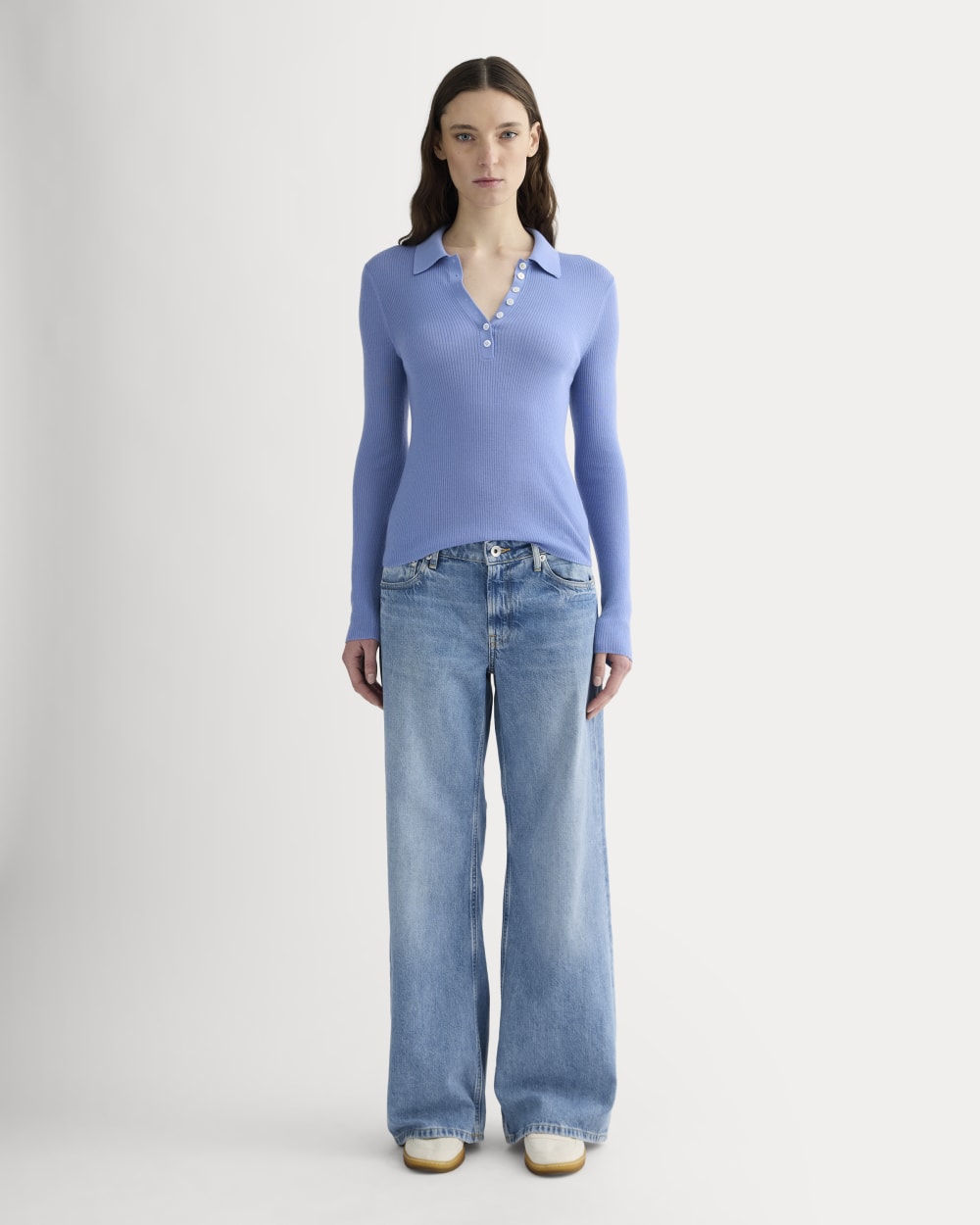 The Polo in Ultrasoft Merino | Bluebell