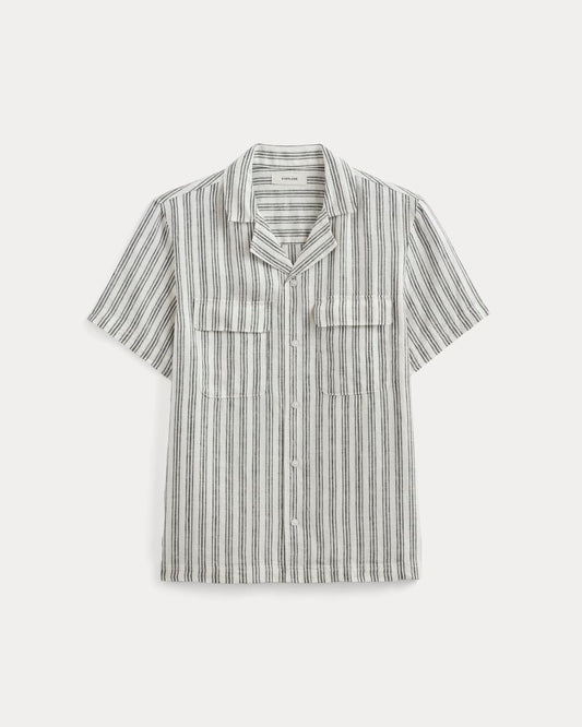 The Resort Shirt in Linen | Bone / Black