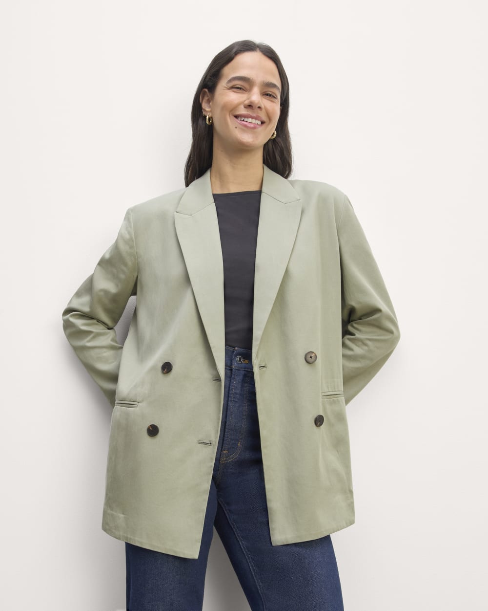 The Double-Breasted Blazer in Buttersmooth | Seagrass