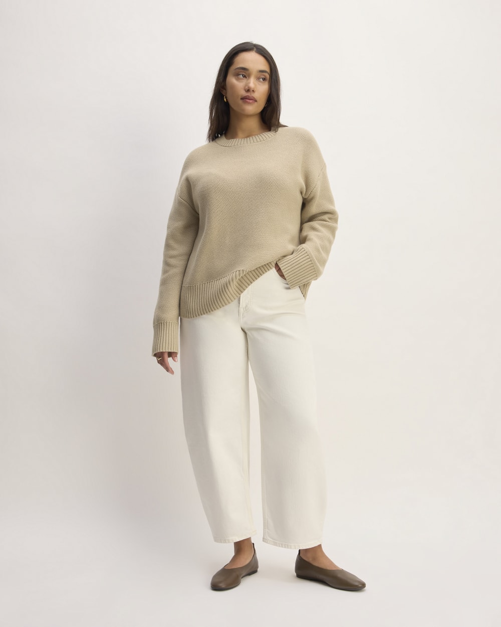 The Cotton Honeycomb Square Crew | Trench Coat Khaki