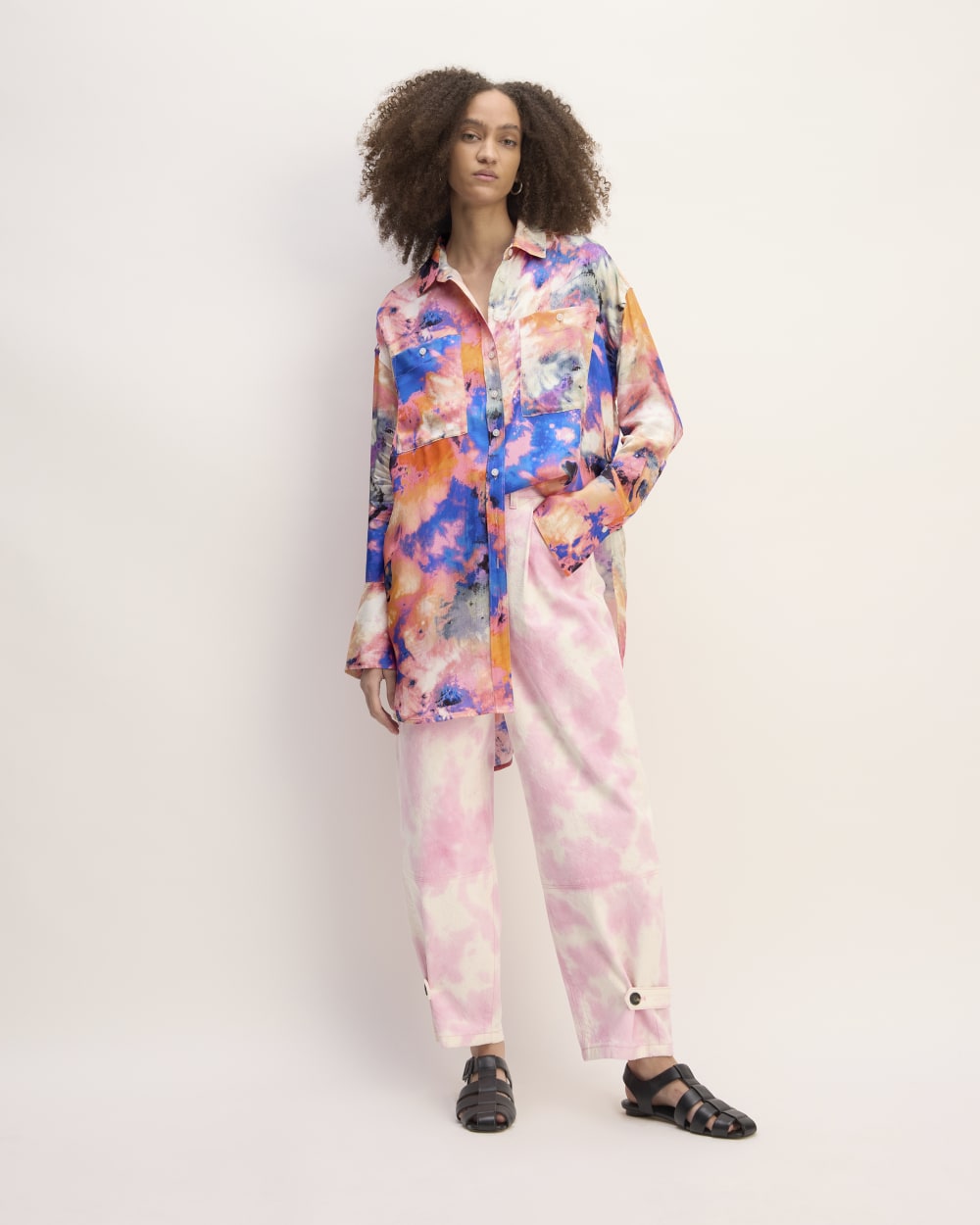 The Everlane x Marques' Almeida Satin Tie-Dye Shirt | Multi Tie-Dye