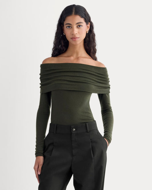 The Off-the-Shoulder Top in Butterluxe | Dark Green