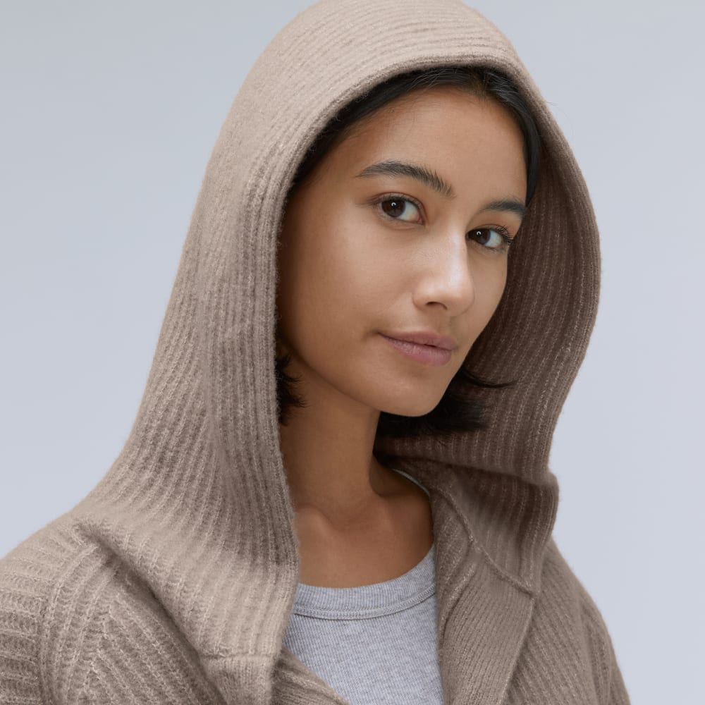 The Cozy-Stretch Hooded Cardigan | Taupe Grey