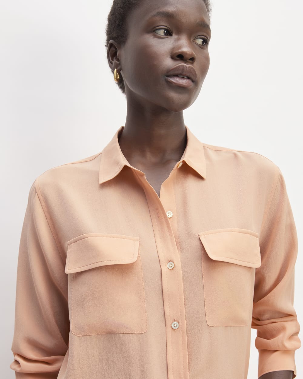 The Utility Shirt in Washable Silk | Blush Pink