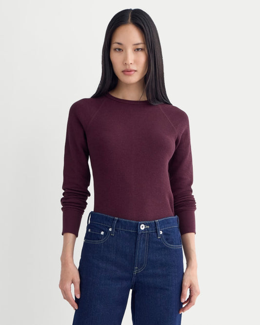 Slim-Fit Crew in Cozy Waffle | Heathered Port Royale