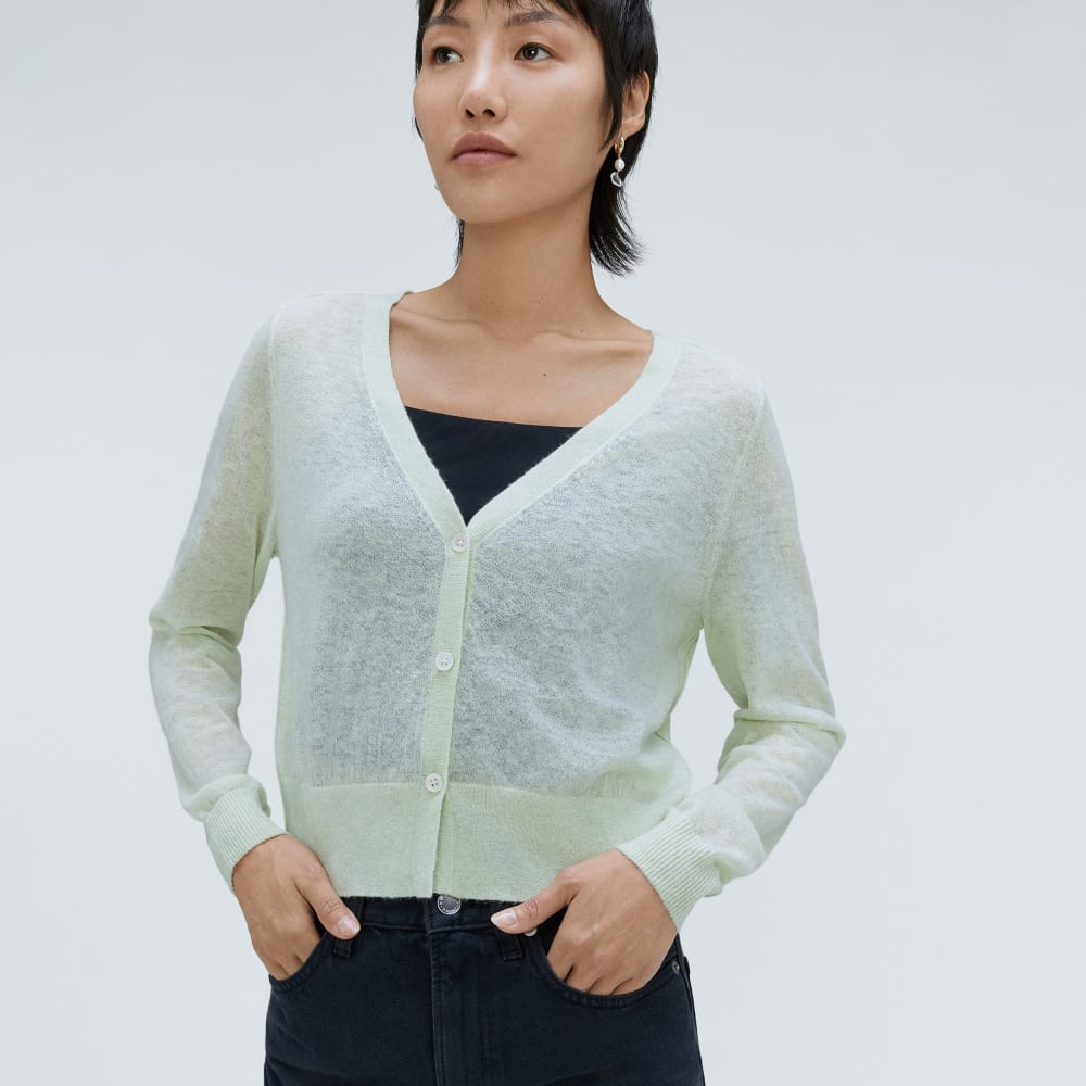 The Featherweight Alpaca Cardigan | Seafoam Green
