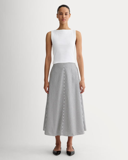 The Midi Skirt in Ultrasoft Cotton | Optic White / Black