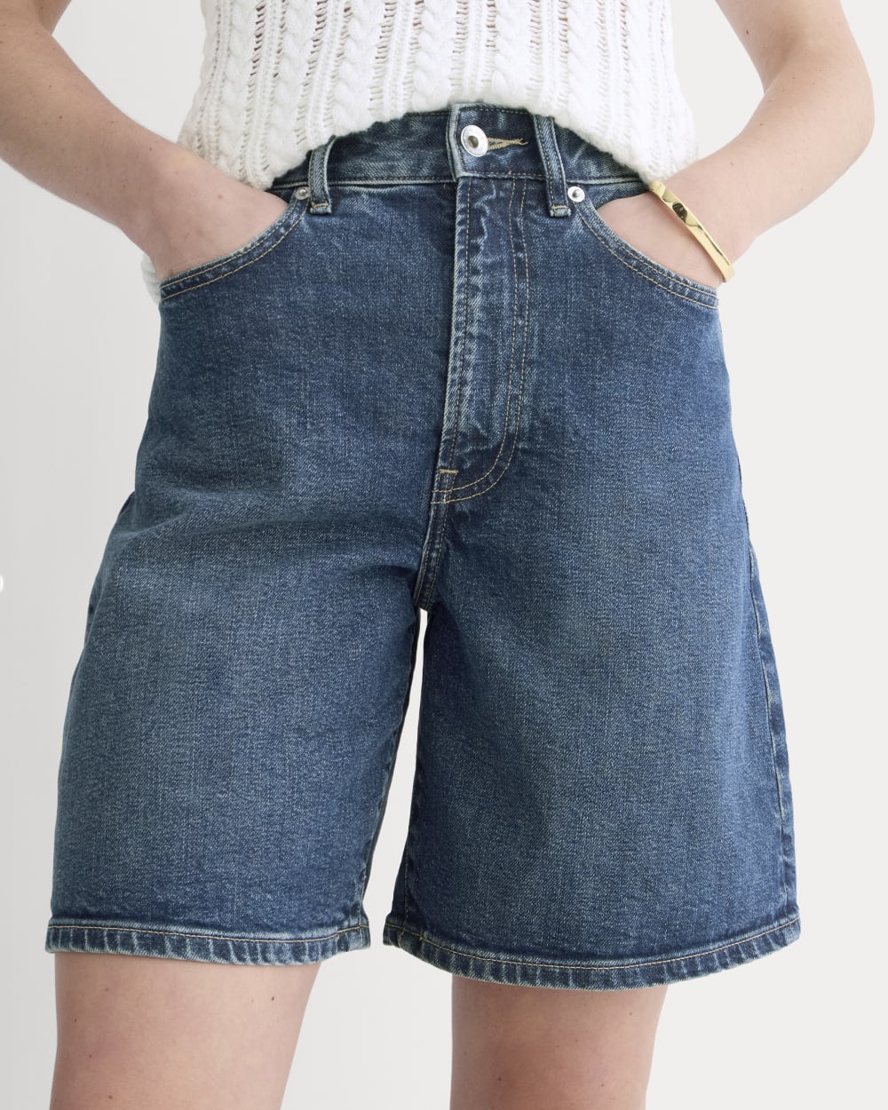 The Long A-Line Denim Short | Dark Indigo