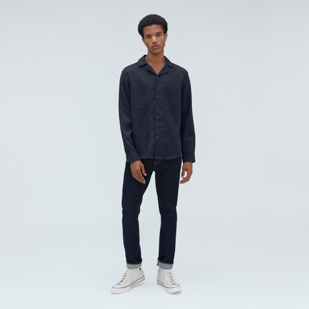 The Long Sleeve Linen Camp Shirt | Deep Navy