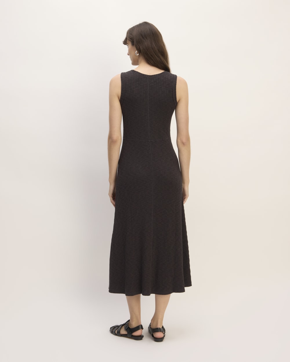 The Rib-Knit A-Line Tank Dress | Black