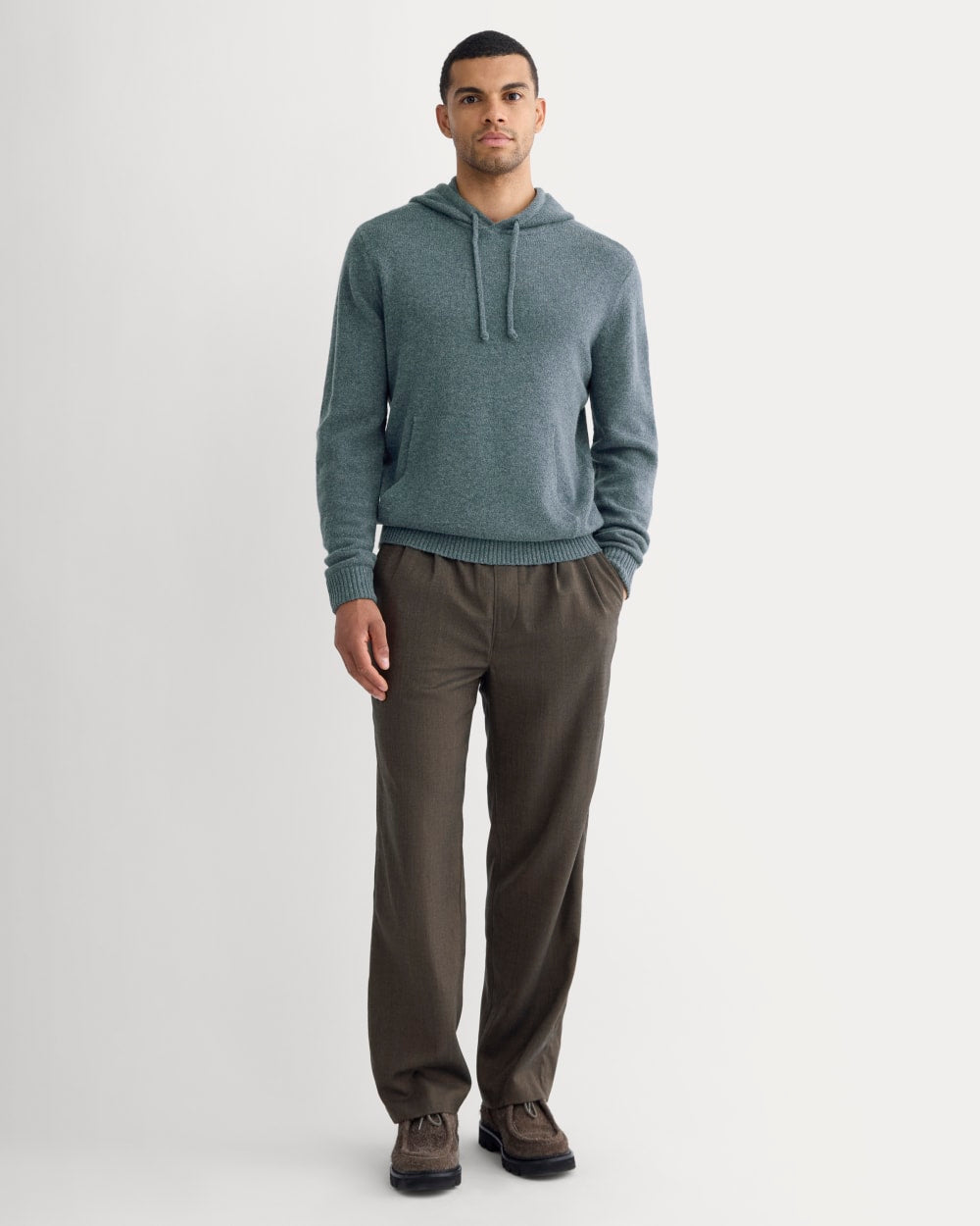 The Felted Merino Hoodie | Heather Midnight Navy