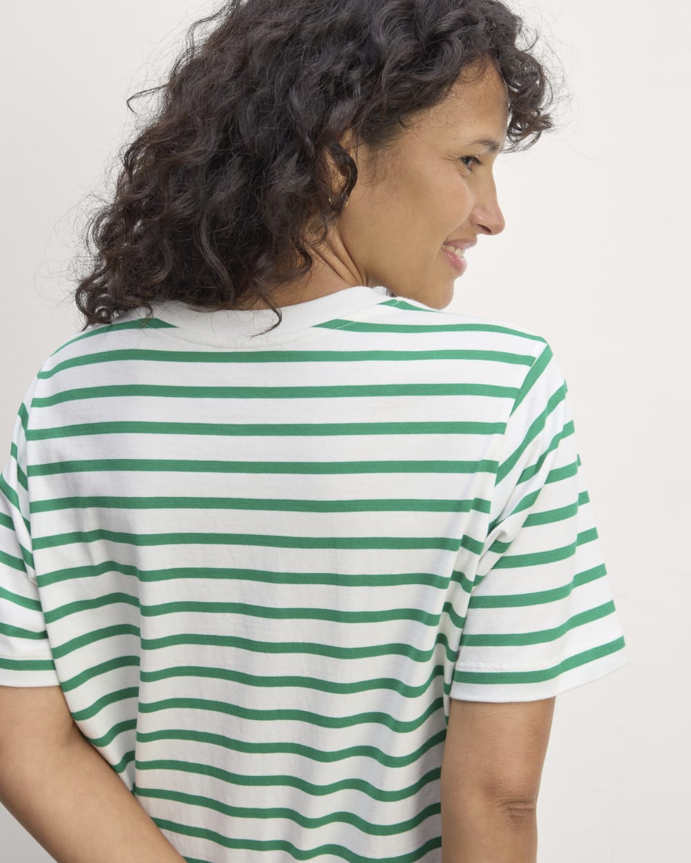 The Organic Cotton Weekend Tee Dress | Bone / Grass Green