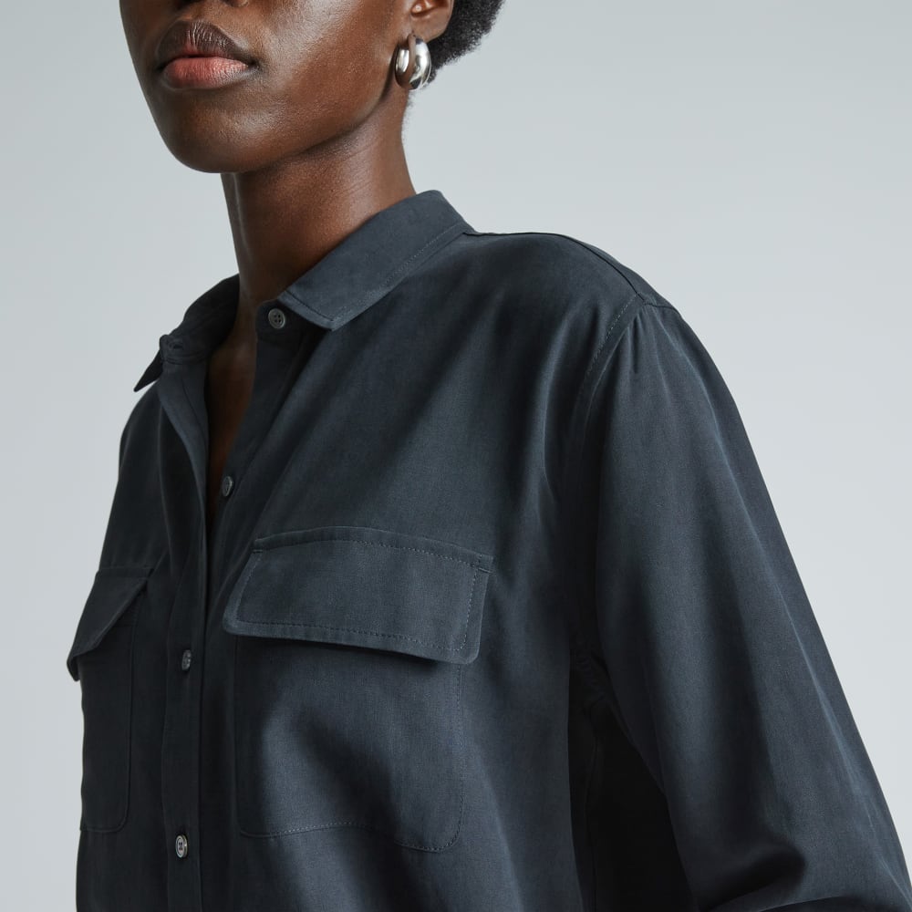 The Washable Silk Relaxed Shirt  | Washed Black