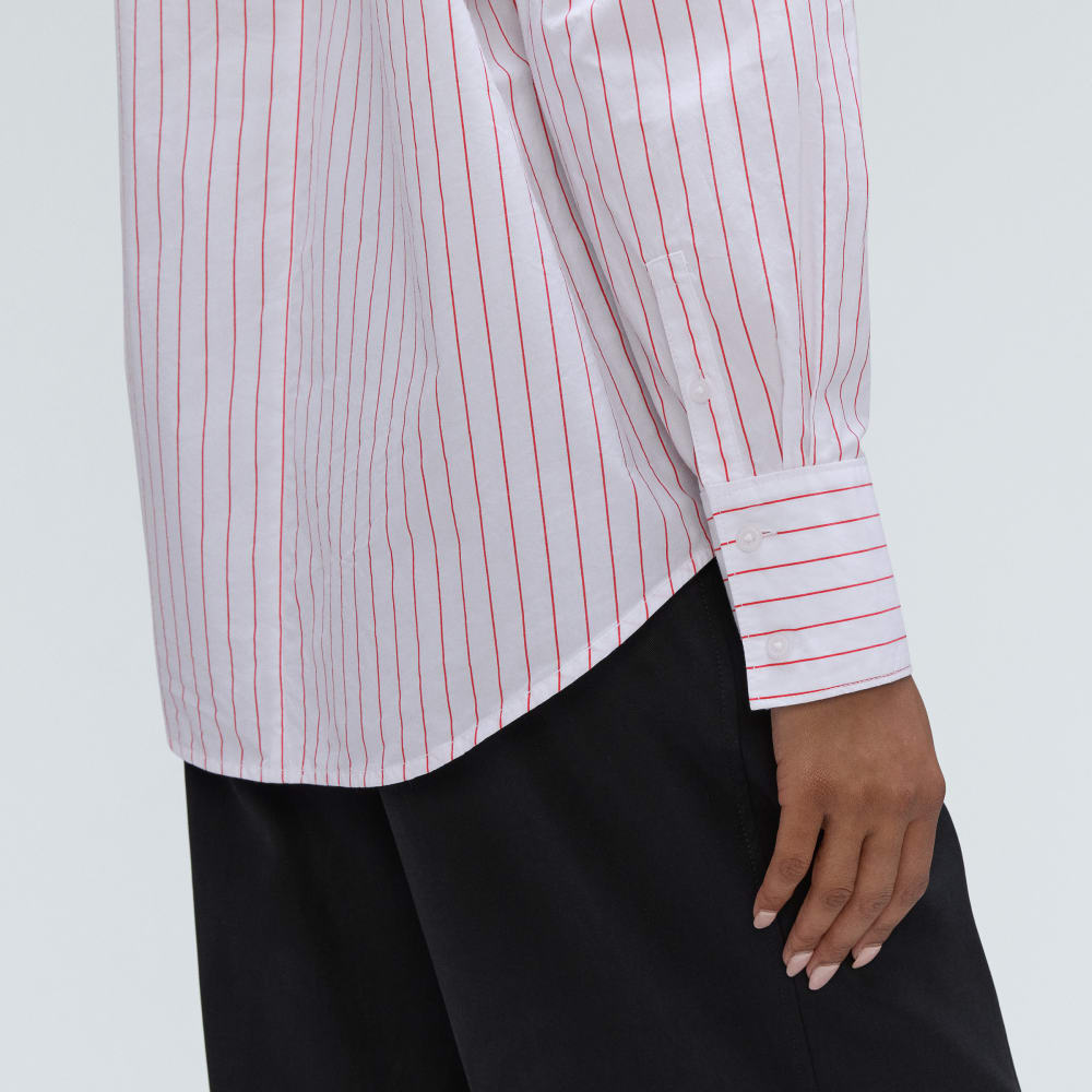 The Oversized Poplin Shirt | Equestrian Red / White