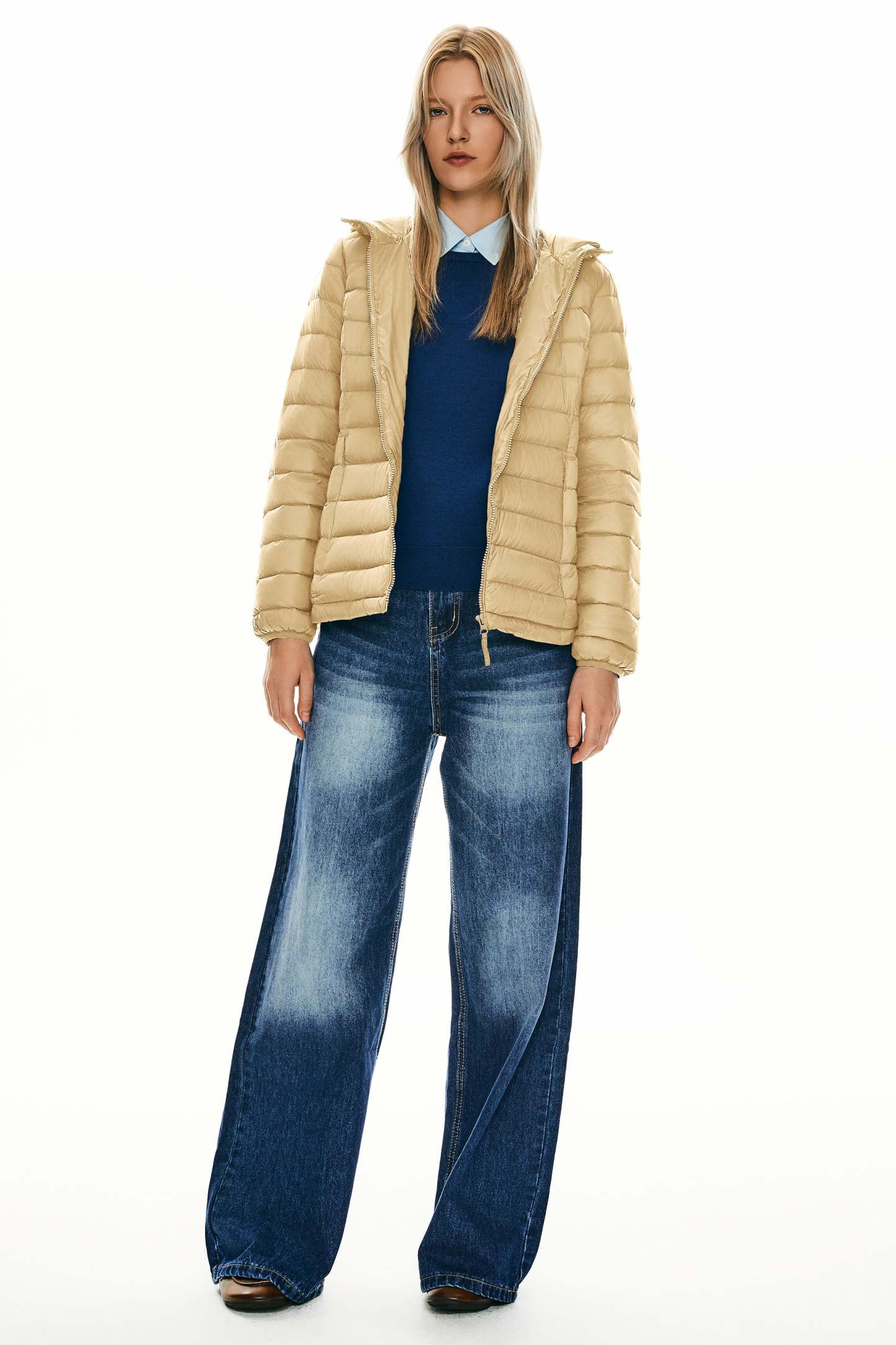 Lightweight Packable Down Jacket with Stand Collar with hood