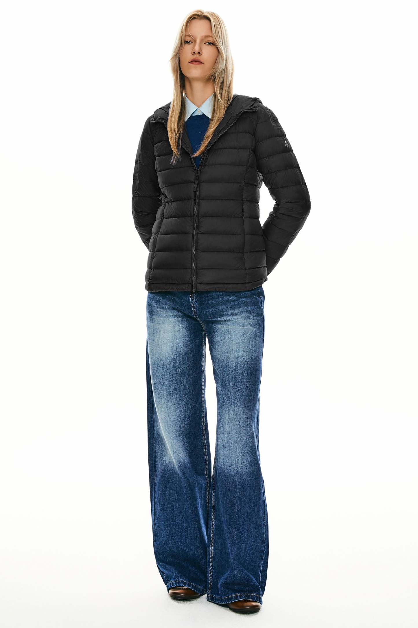 Lightweight Packable Down Jacket with Stand Collar with hood