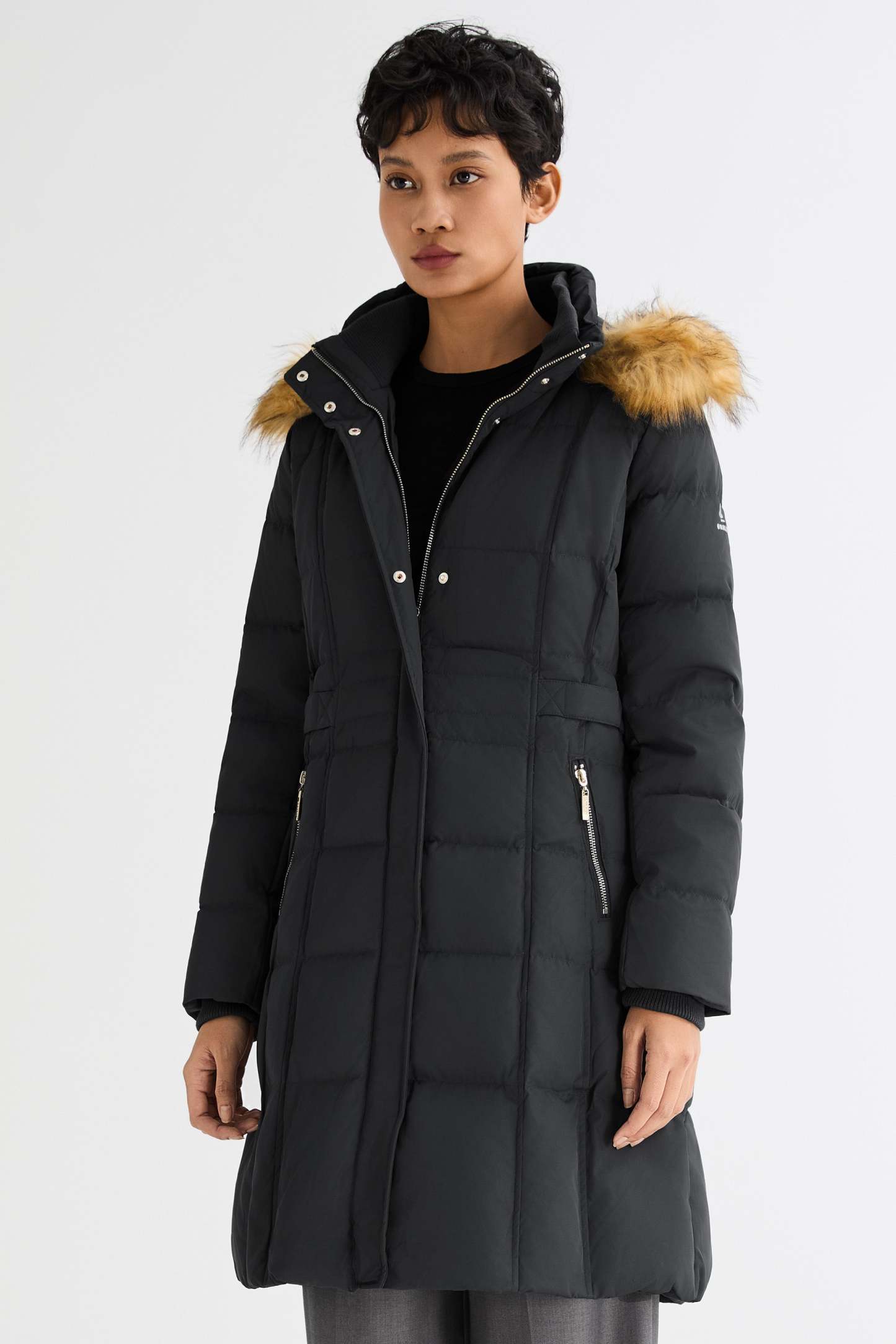Long Faux Fur Hooded Down Coat