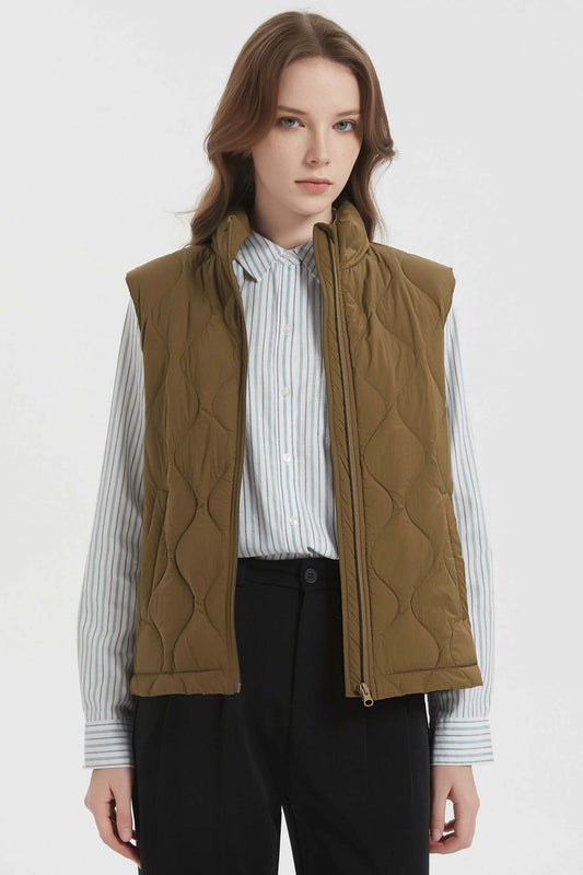 Cropped Down Puffer Vest Zip Up Lightweight