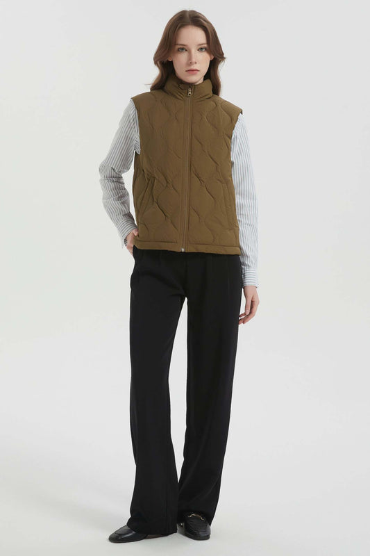 Cropped Down Puffer Vest Zip Up Lightweight