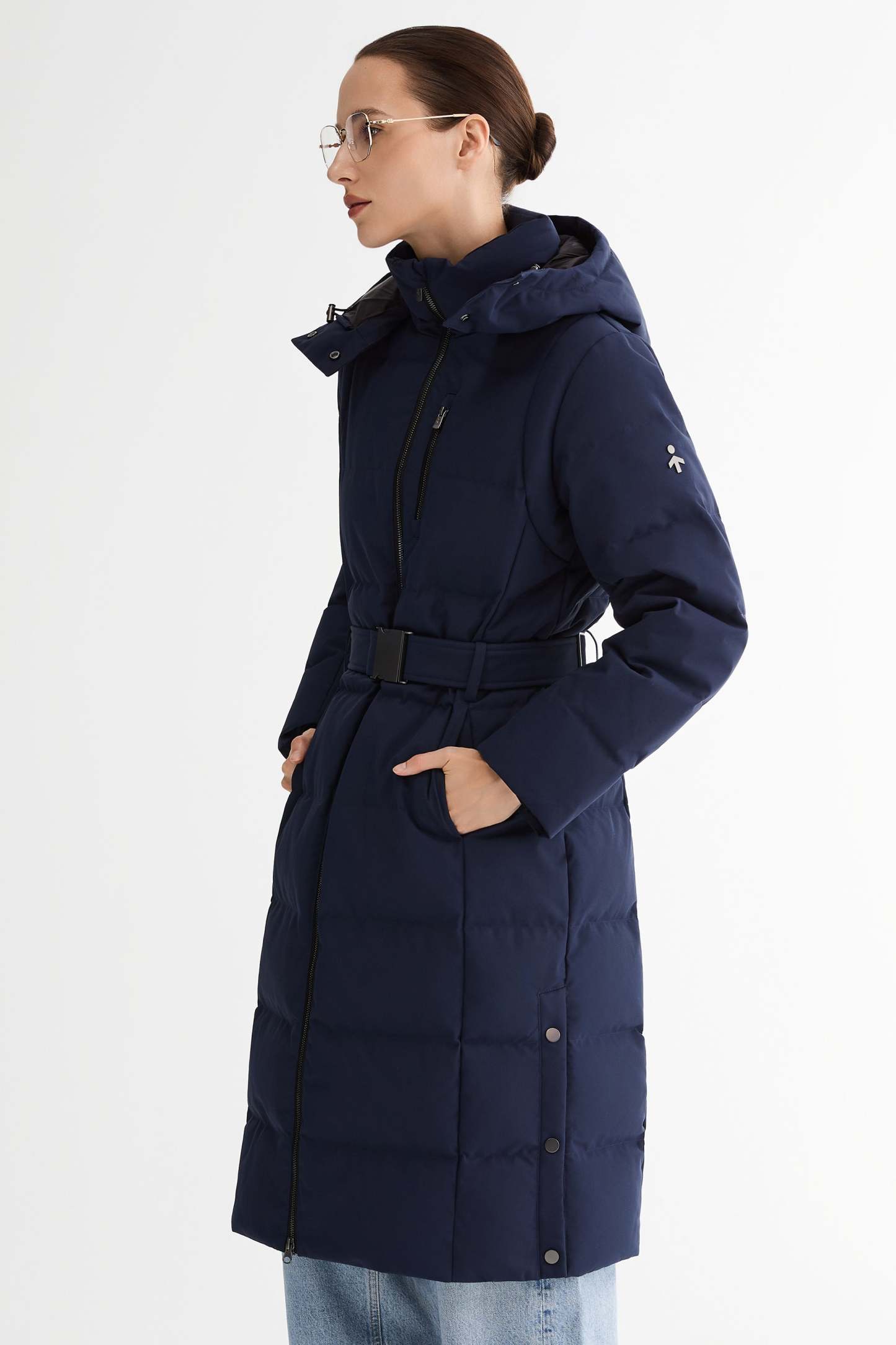 Celeste Long Hooded Belted Down Coat