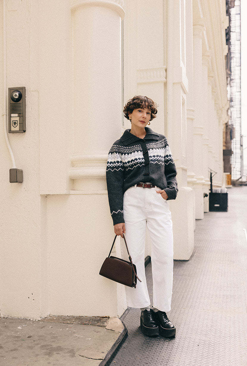 Cohen Fair Isle Wool Cardigan - Charcoal