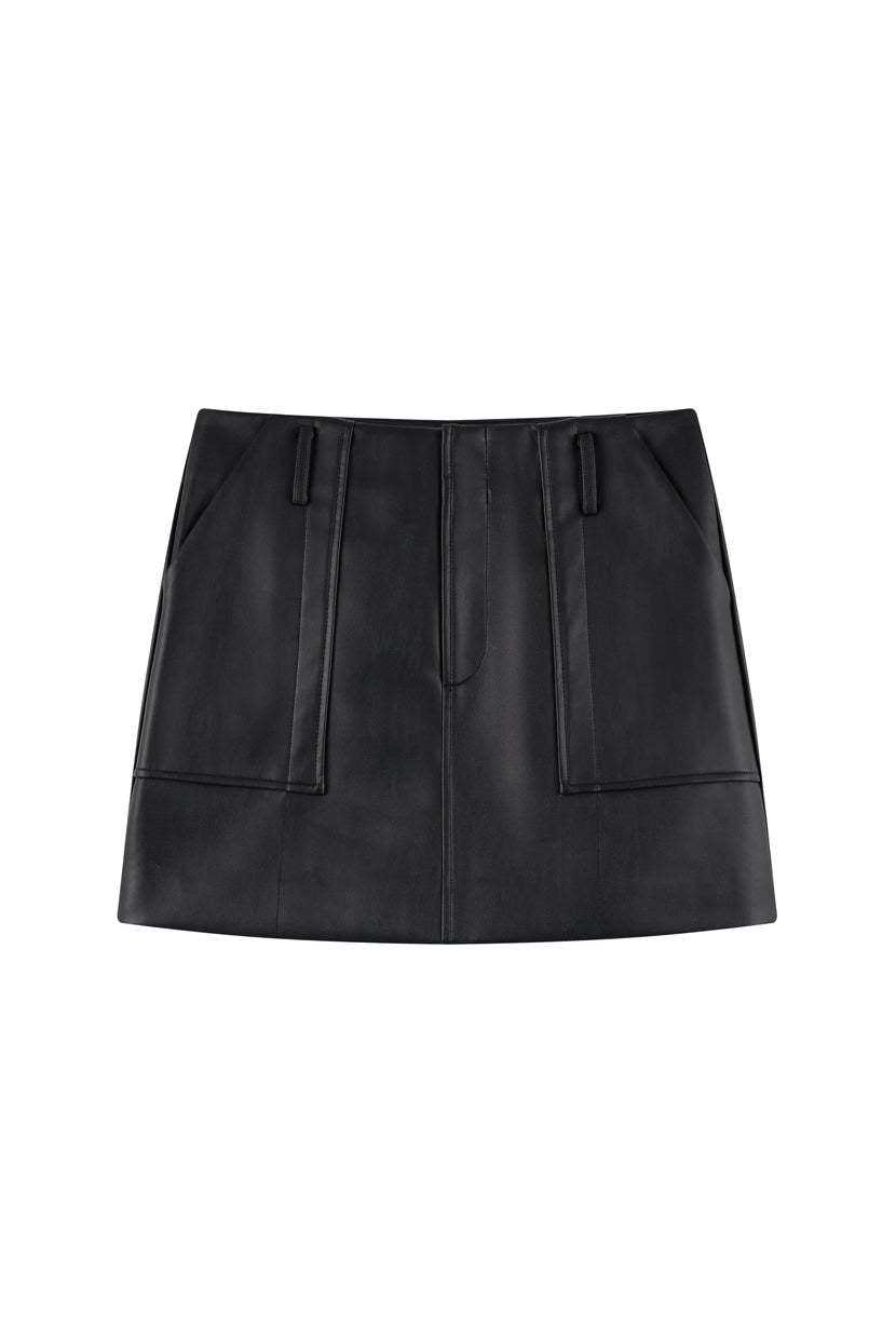 Andy Faux Leather Skirt - Black