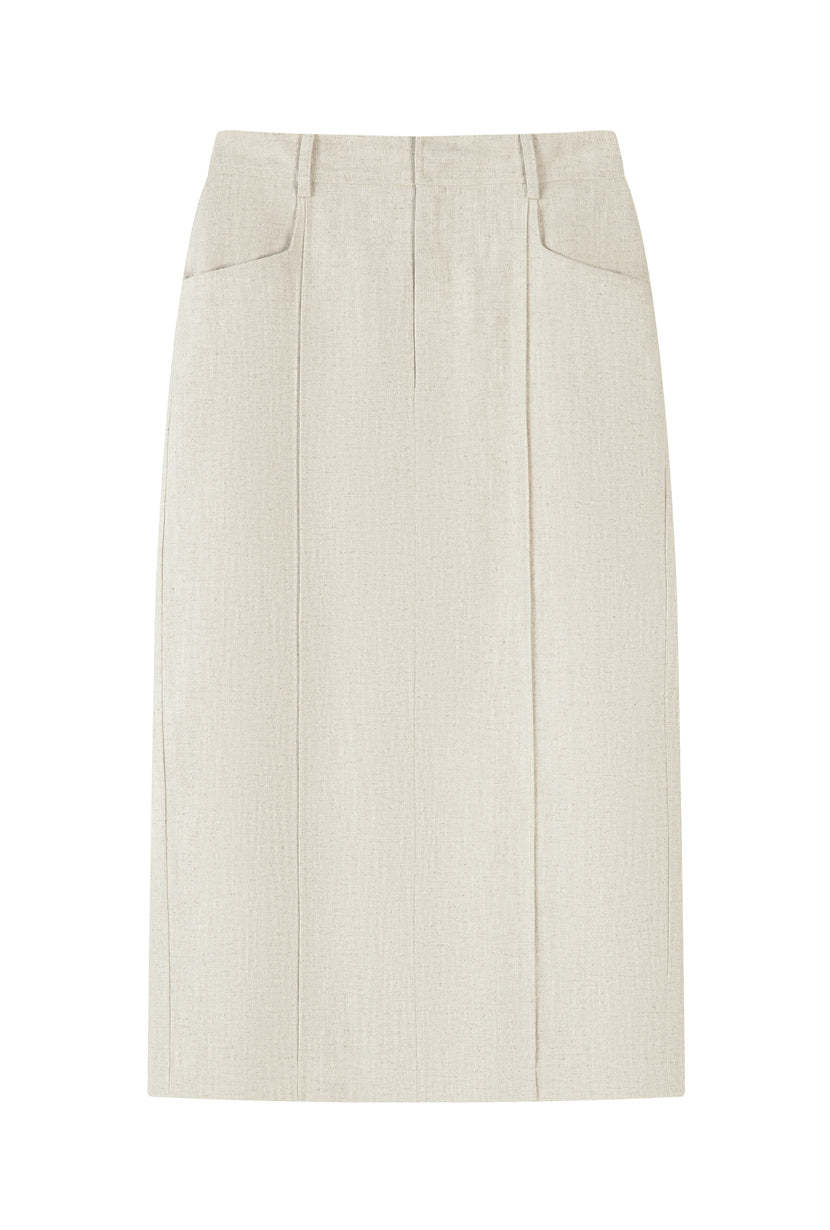 Teigan Linen Pencil Skirt - Oat